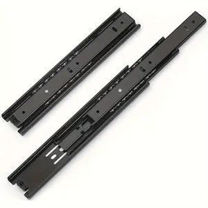 Full Extension Drawer Slide, 2 Counts Black Metal Drawer Slide with Pre-drilled Holes for Easy Installation, Furniture Slider, Furniture Hardware