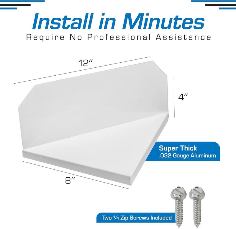 Extreme Rain Gutter Diverter Right Flow 45 Degree Aluminum Splash Guard Alternative 2 Screws White