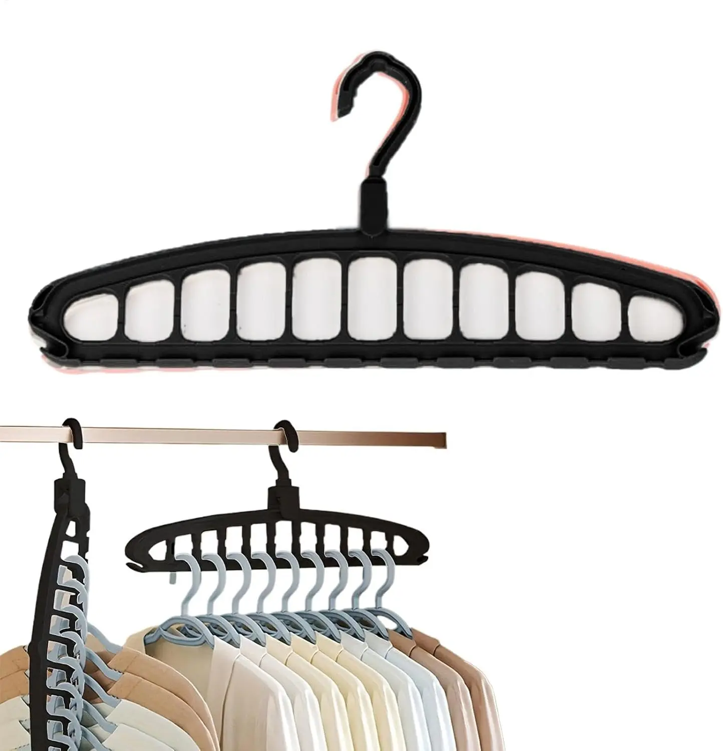 2 pcs Saving Clothes Hangers for Wardrobe nization - Heavy-Duty Plastic Hangers for Shirts & Sweaters - Essential for College Dorms & Apartments
