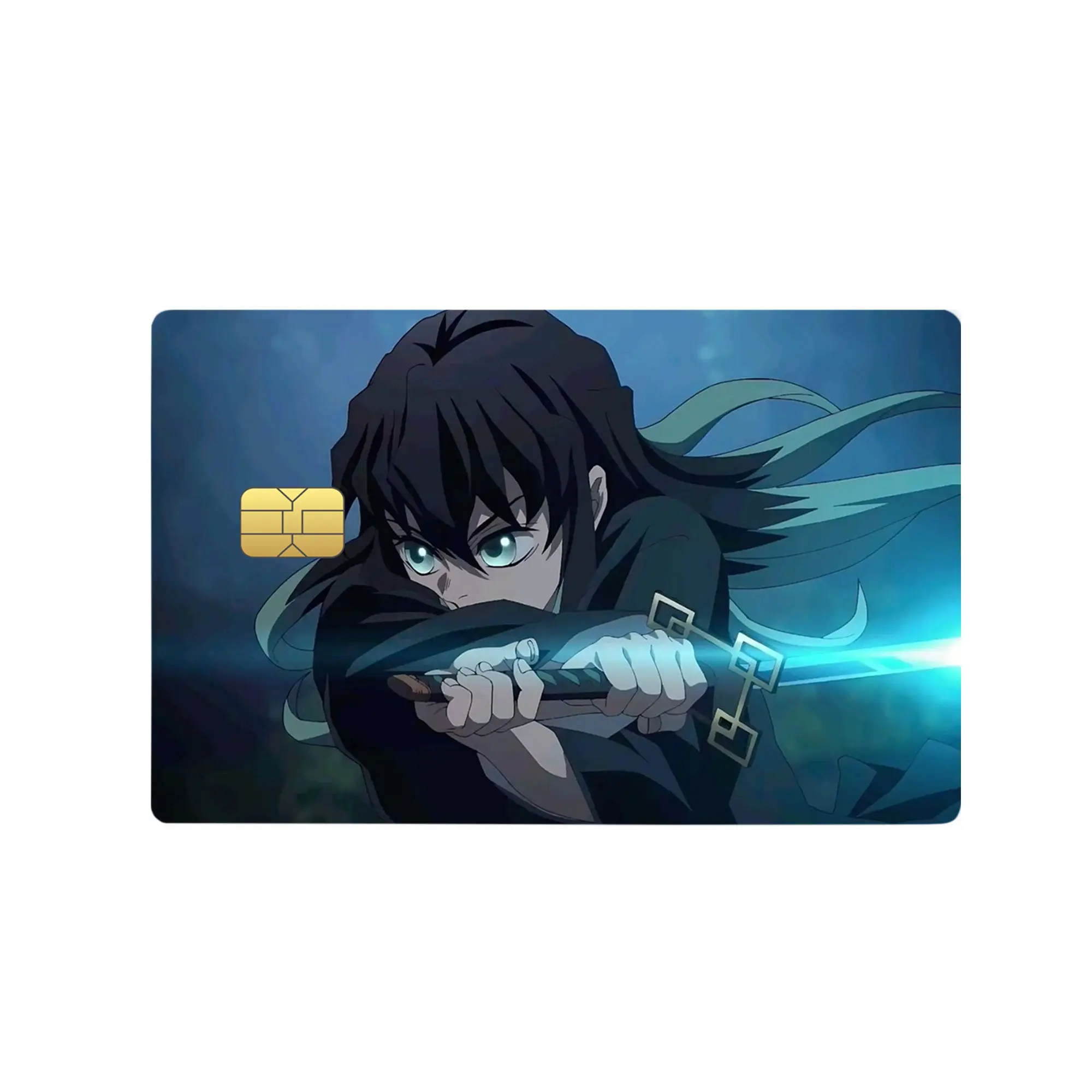 Demon Slayer Anime Credit Card Skin, Muichiro Vinyl Debit Card Sticker, Waterproof Scratch-Resistant Decal for Cards