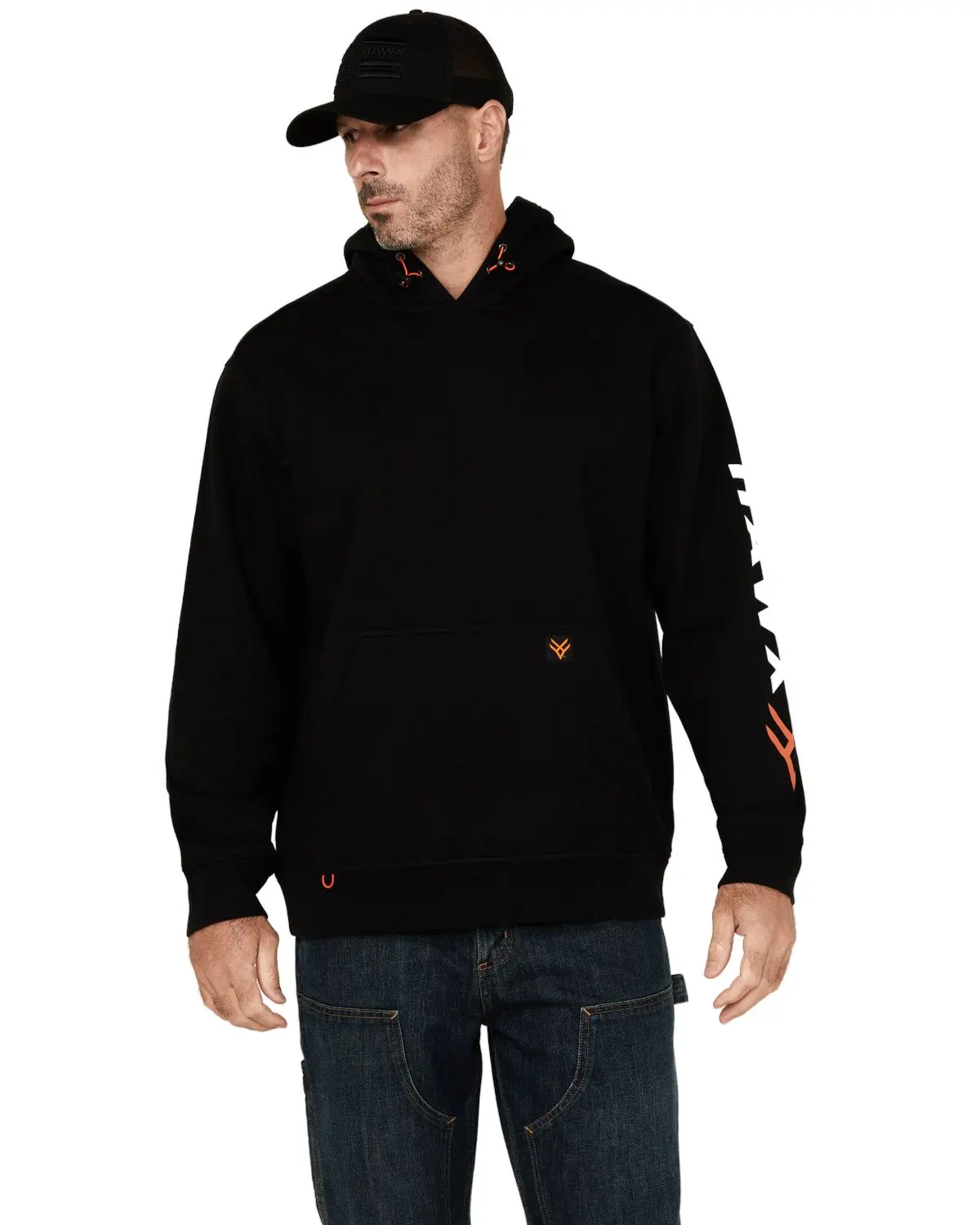 Hawx Men's Men'S Halstead Logo Sleeve Hooded Sweatshirt Big And Tall - Hxsp24k71-Blk-Big