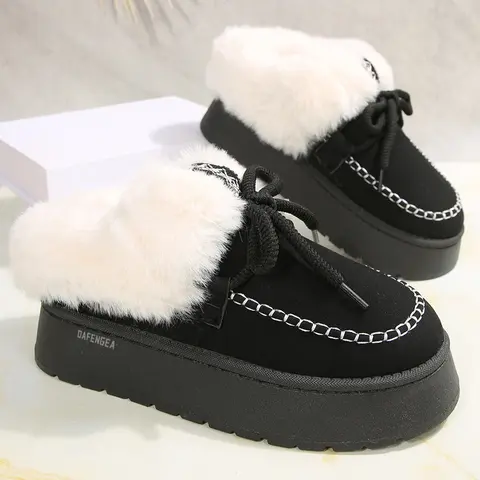 Women's Loafers Shoes Warm Fleece Plush Lined Booties Ankle Slippers Winter Warm Mini Snow Boots House Indoor Indoor Outdoor Shoes Springfresh