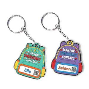 Backpack Emergency Contact Keychain for Kids – Personalized School Tag with Name, QR Code, Safety ID for Backpack or Lunchbox, School Qr Tag