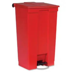 212 MAIN Step-on Type Plastic Sanitary Bin, Rubbermaid Commercial Products RCP614600RED - Red, Fire Safe, Odor Lock, Pedal Open Design for Baby & Maternity Spaces