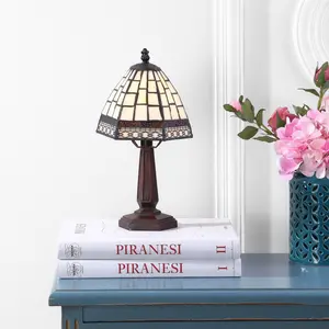 JONATHAN Y Carter Tiffany-Style LED Table Lamp , for bedroom, living room, foyer, hallways, dining room, dorms