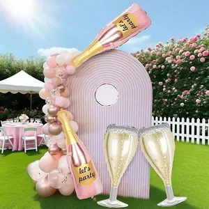 4pcs Wine Bottle Aluminum Film Balloon/Party Champagne Glass Aluminum Film Balloon, Wedding Theme Parties and Christmas Celebrations, Light Up Birthdays, Wedding Anniversaries, Wedding Theme Parties and Christmas Celebrations