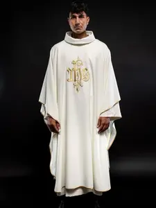 Eucharisty Cream chasuble with gold IHS embroidery