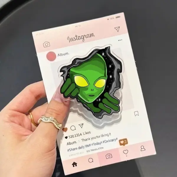 Funny Alien Peeking MagSafe Phone Grip, Cute Space Aesthetic Griptok, Sci-Fi Fan Phone Stand, Unique Out-of-This-World Accessory