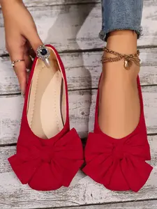 Women's fashionable and comfortable ballet flats, with bows and knitted breathable upper slip-on design, simple and versatile fashion commuter women's single shoes, suitable for daily wear in various casual occasions, the best choice for gifts