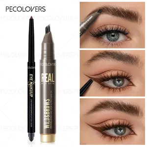2PCS/SET Mult Split Tip Eyebrow Pen &Eyeliner Pencil, Eyebrow Makeup, 3D Wild Waterproof Sweatproof, Portable for Parties & Music Festivals
