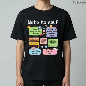 Women's Short-Sleeve Crew Neck Cotton Graphic Top - Colorful Print, Inspirational "You Are Enough" Quote, Mental Health Affirmation, Self-Love Reminder, Breathable, Stylish, Casual Everyday Fit