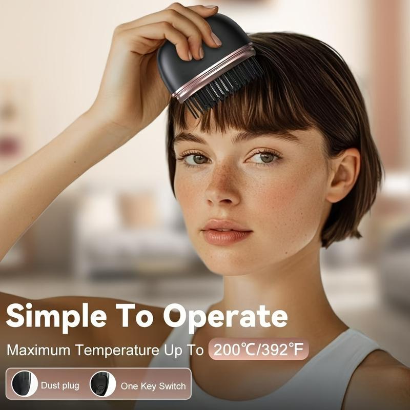 Mini cordless hair straightener, portable 2-in-1 heated comb and iron, portable and rechargeable travel essential, travel-friendly styling tool, multifunctional hair straightener for travel and home, anti-frizz brush