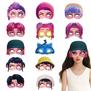 12 Kpop Hunter Girl Group Anime Style Cartoon Face Masks, Reusable Cosplay Party Masks, Birthday Gift, Holiday Decorations