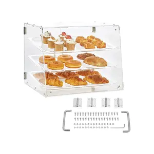 VEVOR 3-Tier Pastry Display Case, 20.7"x17"x16.3" Commercial countertop Bakery Showcase with Transparent Design, Sturdy Construction & Magnetic Rear Door.Perfect for Bakeries, cafes Containers Kitchen