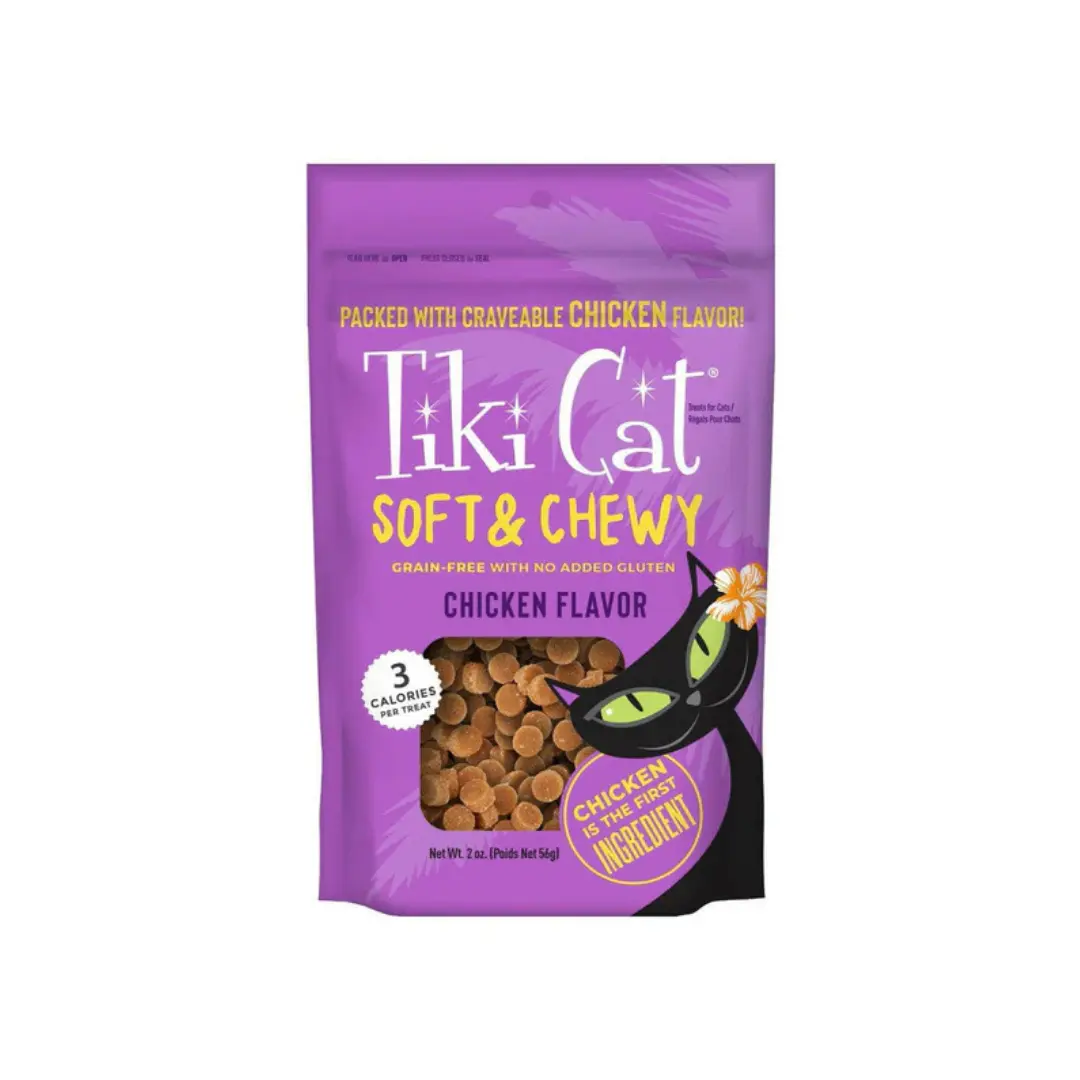 Tiki Cat Soft & Chewy Chicken Chews, 2-oz Bag of Soft Cat Treats, Chews Soft Treats