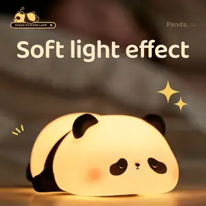 1 LED cute panda collectible doll night light, 3-level dimming, baby room night light, soft silicone night light, bedside touch light, bedroom decoration cute gift, very suitable for holiday decoration