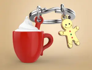 Metalmorphose 3D HOT CHOCOLATE & GINGER BREAD KEYRING