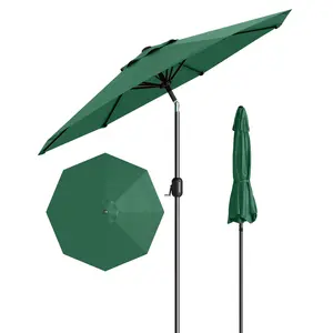 9FT Outdoor Patio Umbrella - 8 Sturdy Ribs, Crank Lift, Push Button Tilt, UV Protection - Market Style Table Umbrella for Garden, Deck, Pool, Yard