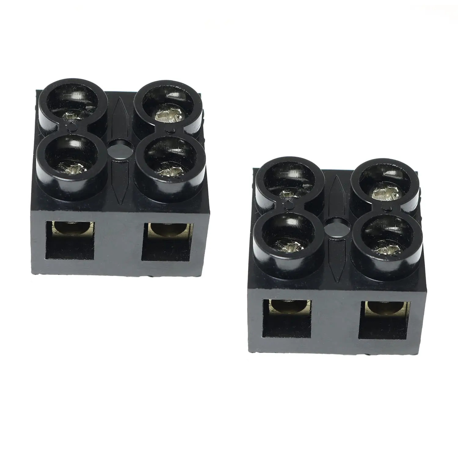 2 count 500V 60A 2 Position Double Row Screw Terminal Block Dual Row Electrical Barrier Terminal Strip Block, Black