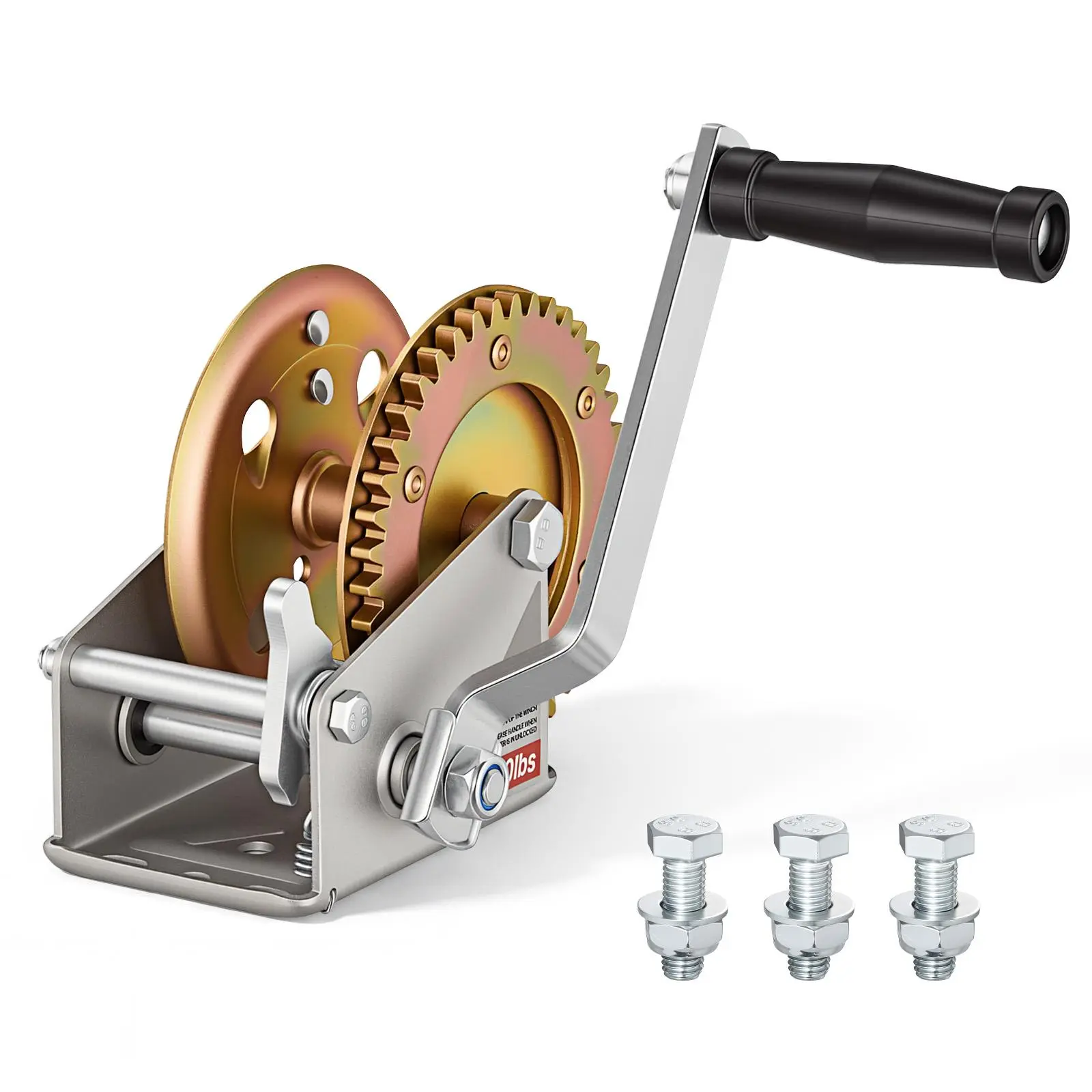 VEVOR Boat Winch, 1600 lbs Hand Winch, Heavy Duty Manual Rope Crank, Portable Two-Way Ratchet, 4: 1 Gear Ratio, Easy Installation Gear for Boat Trailer ATV Towing