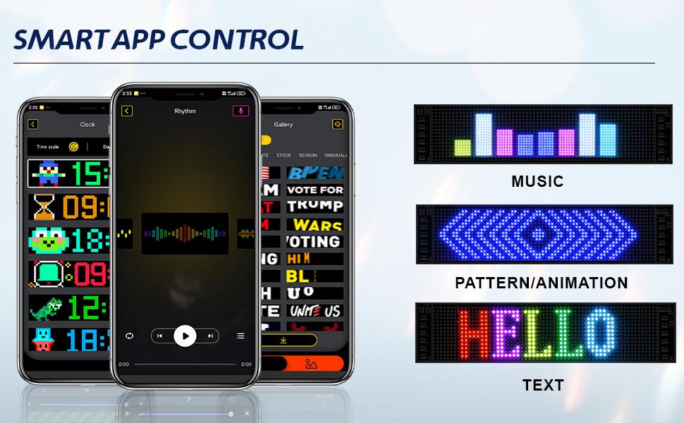 DIBMS 2 PCS Devil eyes For Vehicle, Truck, LED Matrix Panel, LED Sign For Car: Programmable, Bluetooth APP Control,Wireless APP-Controlled Scrolling LED Screen, Dynamic USB-Powered LED Display Screen