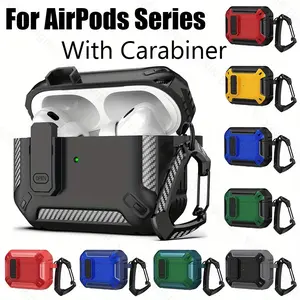 Fiber Texture Earphone Case for Airpods 1/2/3/4/Pro/Pro 2 Shockproof Protective Case with Keychain, Clip and Cleaning Kit