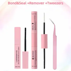 Eyelash Bond and Seal & Glue Remover & Tweezers Kit, 1 Set Waterproof Cluster Lash Glue, Eye Makeup Tool for Women & Girls, Eyelash Enhancing Eyelash Tools, Cosmetic, Eyelash Extension, Baby Pink