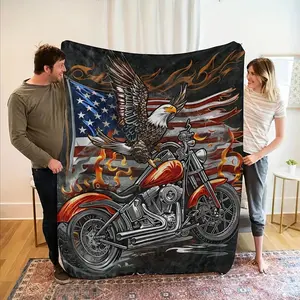 Heavy motorcycle-themed pattern Flannel printed blanket suitable for all seasons suitable for living room office sofa and travel