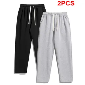 2-Piece Men's Solid Fashion Sweatpants, VersatileYear-Round Wear, ldeal for Autumn and Winter Sports Bottoms pantalones para hombre