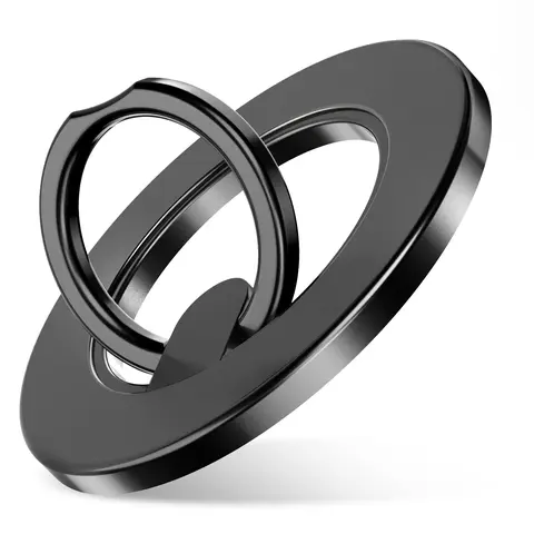 WTUHU Upgraded Polished Metal Mag-Safe Magnetic Flip Mobile Smartphone Ring Grip, 360° Rotatable Adjustable Kickstand, Landscape-Compatible Holder & Mount for iPhone 16 Pro Max/16/15/14/13/12 Series (Sleek Accessory)