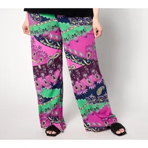 Attitudes by Renee Runway Regular Silk Blend Wide Leg Pant