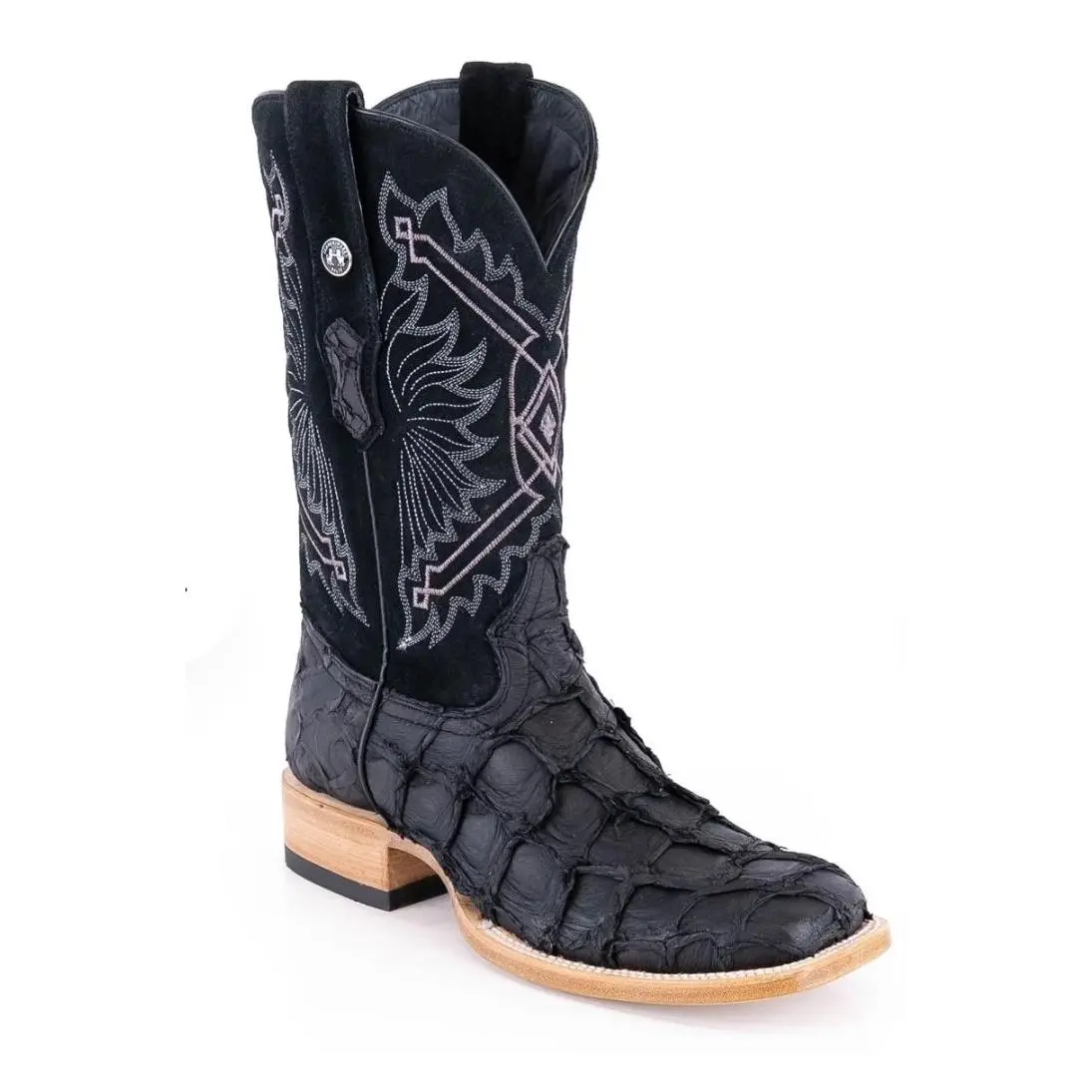 MEN'S EXOTIC GENUINE FISH BOOTS T8004 (MATTE BLACK)