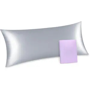 Silk Body Pillowcase 20x54 Zippered: 100% Mulberry Silk for Hair and Skin, Breathable and Soft for Pregnant and Family, Silver Grey