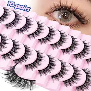 MAGEFY 10 Pairs Fluffy Manga Lashes - Volume Curl False Eyelashes, Soft Flexible Band, Reusable & Lightweight for Natural Dramatic Eye Makeup