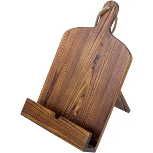 Cookbook Stand Recipe Book Holder with Brown Wood Cutting Board Design, Practical Cookbook Holder for Kitchen Countertop Display