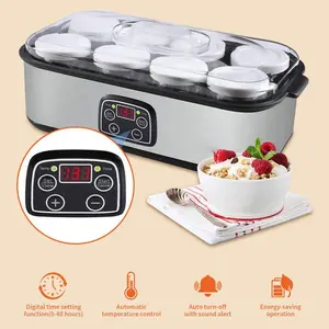Household DIY Dessert Lovers Automatic Yogurt Fermenter,8 jars included,V-0 fireproof PC body,25W self-limiting PTC heating,110V 60Hz US polarized plug,UL certified cord,for indoor kitchen to make healthy homemade yogurt,ice cream,fruit jam and pudding