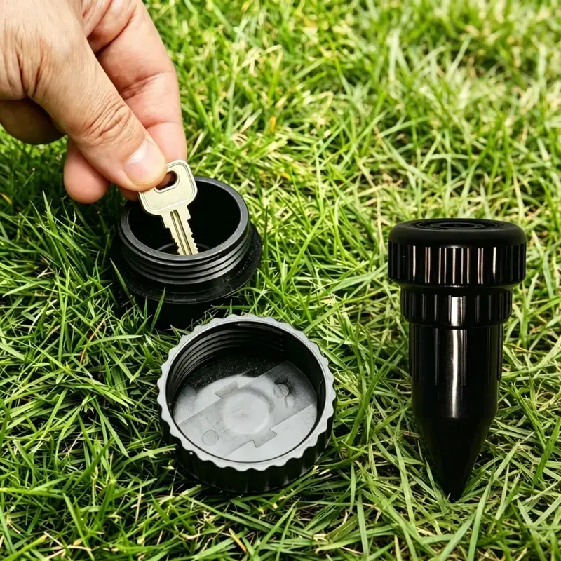 Realistic Underground Spike Garden Key Hider, Durable High Quality Plastic Hidden Key Storage Safe, Easy Insert Lawn Decorative Key Holder, Weatherproof Outdoor Security Accessory For Backyard, Garden And Patio Spare Key Storing