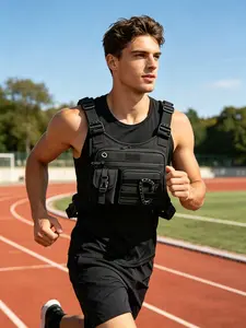 Unisex Multi-Compartment Sports Chest Bag, Adjustable Running Vest Pack with Breathable Mesh Fabric, Hands-Free Sling Pouch for Men & Women, Great for Jogging, Travel & Workouts