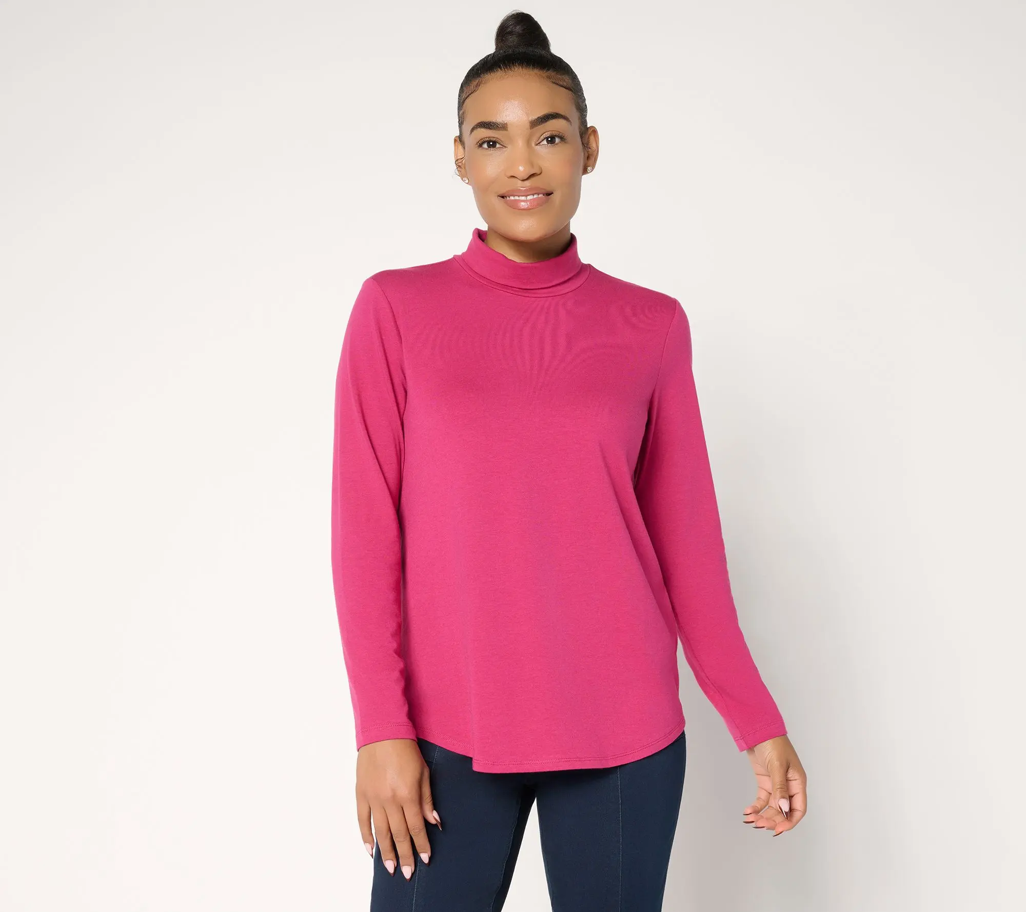 Susan Graver Essentials Comfy Cotton Turtleneck Top