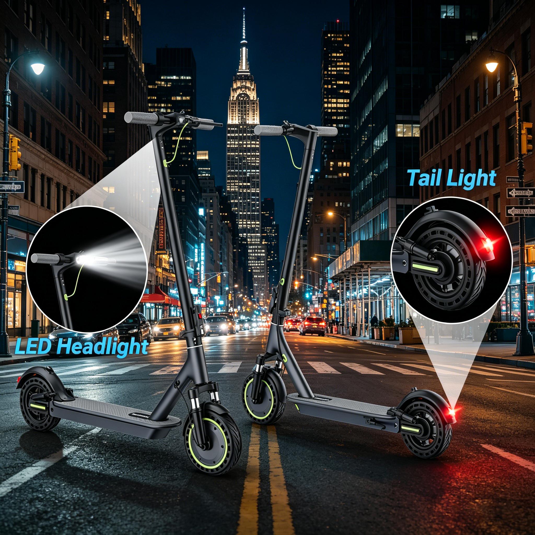 A Foldable Electric Scooter for Adults 8.5/10/14" Solid Tires 350W/500W Up to 24 Miles Long Range Safe Dual Braking & App Control