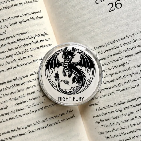 Night Fury Dragon Phone Grip, Cute Black and White Dragon MagSafe PopSocket, Fantasy Bookish Phone Socket, Dragon Lover Gift Idea