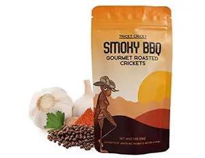 Tricky Cricky Edible Flavored Cricket Snacks for Humans - USA Grown - Unique & Healthy Gourmet Snacks for Adults - High Protein, Low Carb, Low Calorie Dried Edible Bugs for People - BBQ - 1 Oz