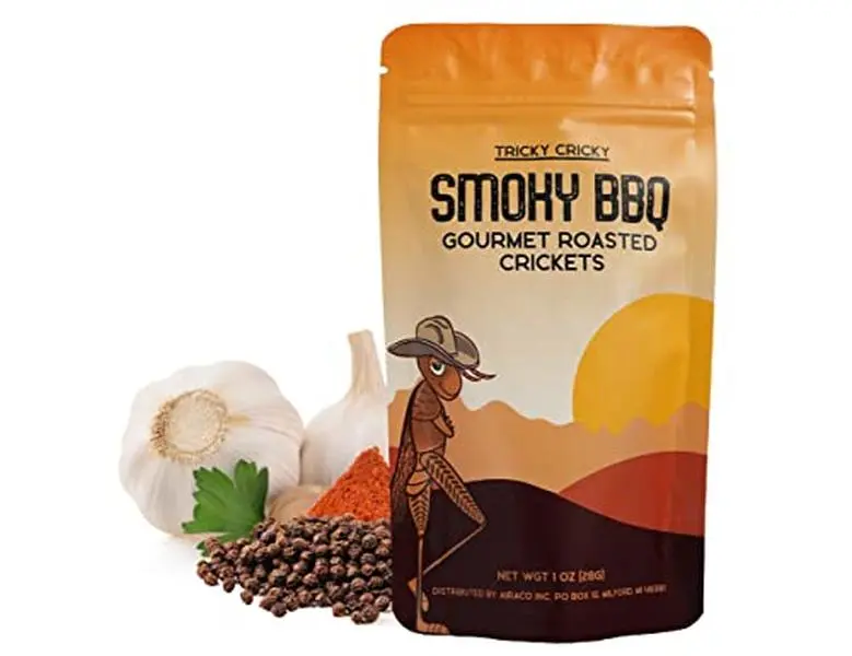 Tricky Cricky Edible Flavored Cricket Snacks for Humans - USA Grown - Unique & Healthy Gourmet Snacks for Adults - High Protein, Low Carb, Low Calorie Dried Edible Bugs for People - BBQ - 1 Oz