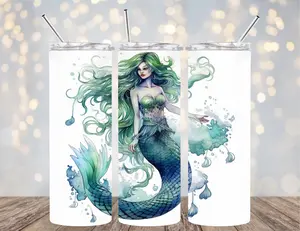 20 OZ MERMAID DESIGNS 5 OPTIONS INSULATED SKINNY TUMBLER W/ STRAW