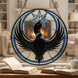 North Star Loon Bird Window Suncatcher, Minnesota Lake Wildlife Decor