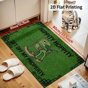 Hippity Hoppity Get Off My Property Door Mat | Funny Frog Welcome Rug | Soft Flannel Non-Slip Absorbent Entryway Floor Mat