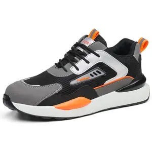 Men & Women's Lightweight Composite Toe Safety Work Shoes with Anti-Smash, Puncture & Slip Resistance for Construction, Factory & Logistics  Worker Footwear Orange Closed Bridal