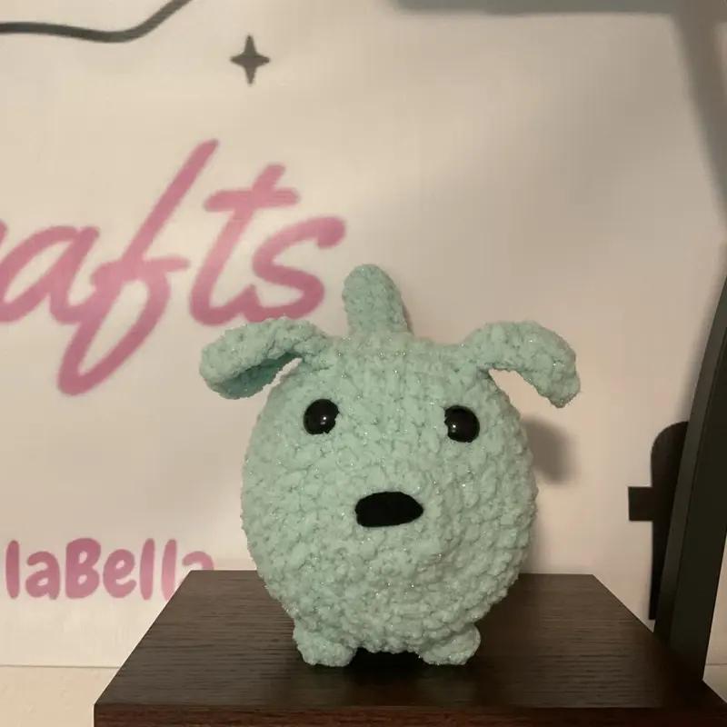 Crochet sparkly teal Loaf dog handmade plush