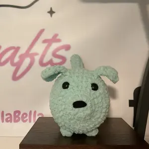 Crochet sparkly teal Loaf dog handmade plush