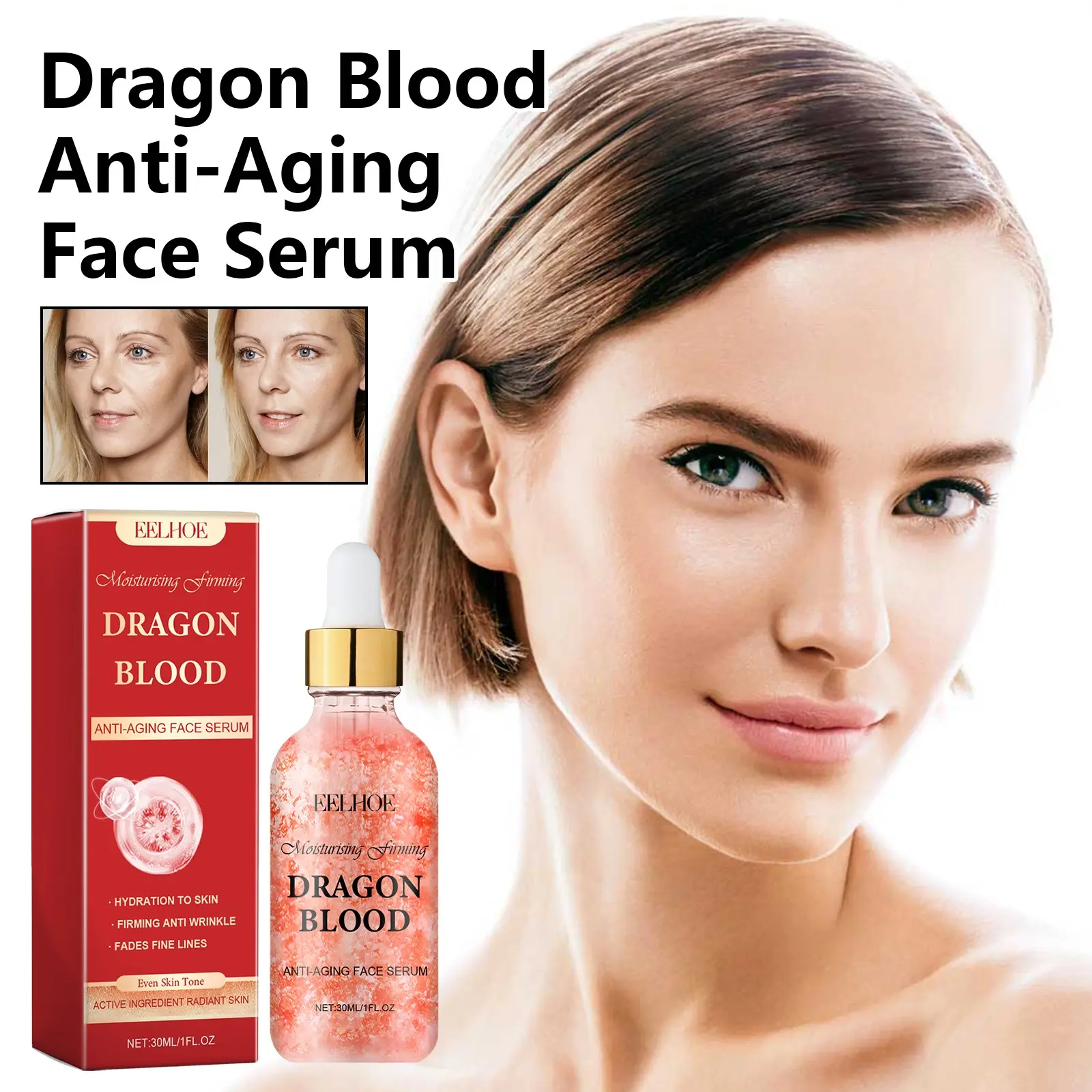 30ML Dragon Blood Facial Essence, Anti-Wrinkle, Pore Refining, Hydrating, Firming, Brightening, Suitable for All Skin Types